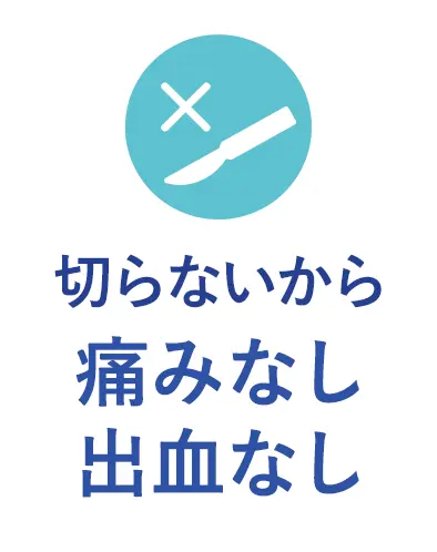切らないから痛みなし出血なし