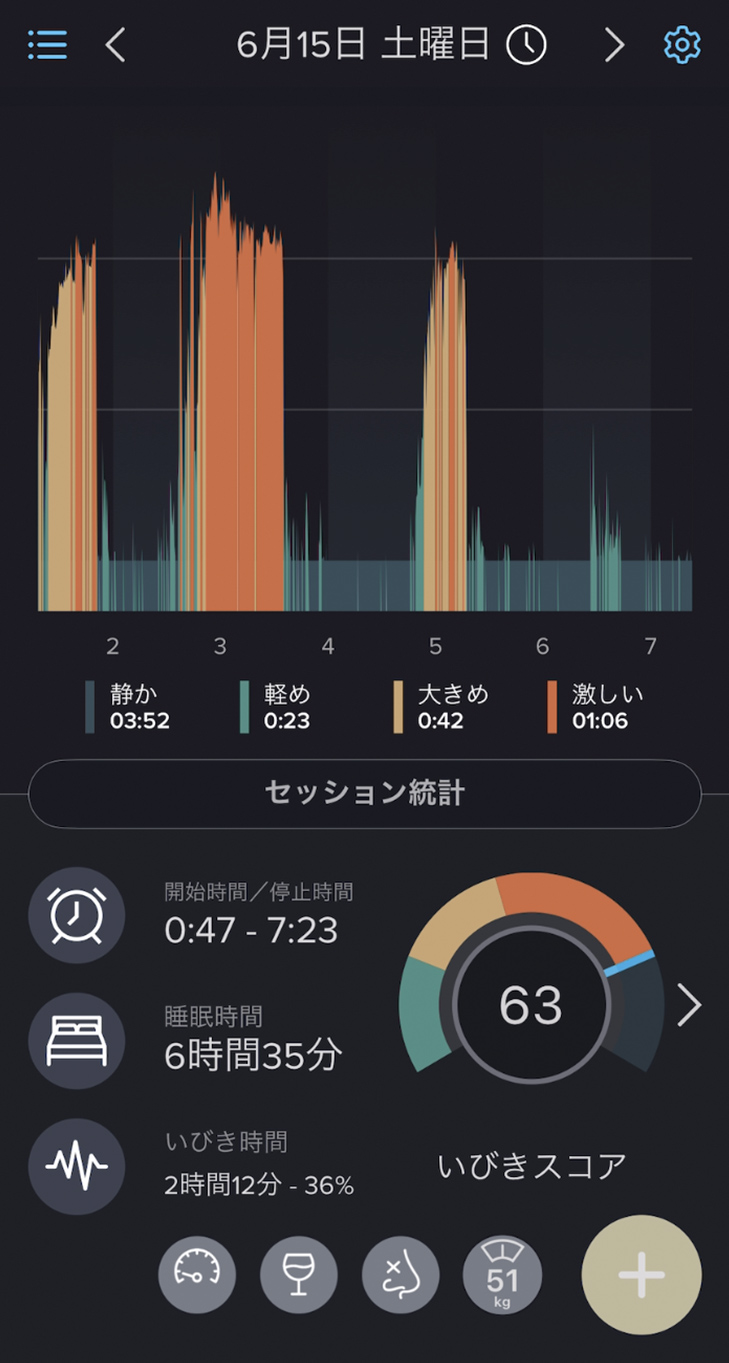 いびきラボ計測画面