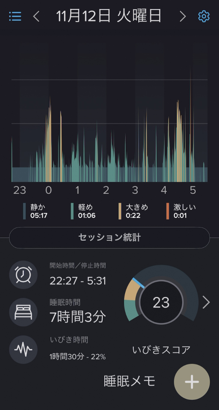いびきラボ計測画面